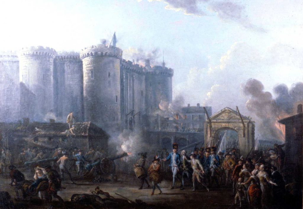 Tableau de Jean-Baptiste Lallemand : Arrestation du Gouverneur Delaunay le 14 juillet 1789 à la Bastille