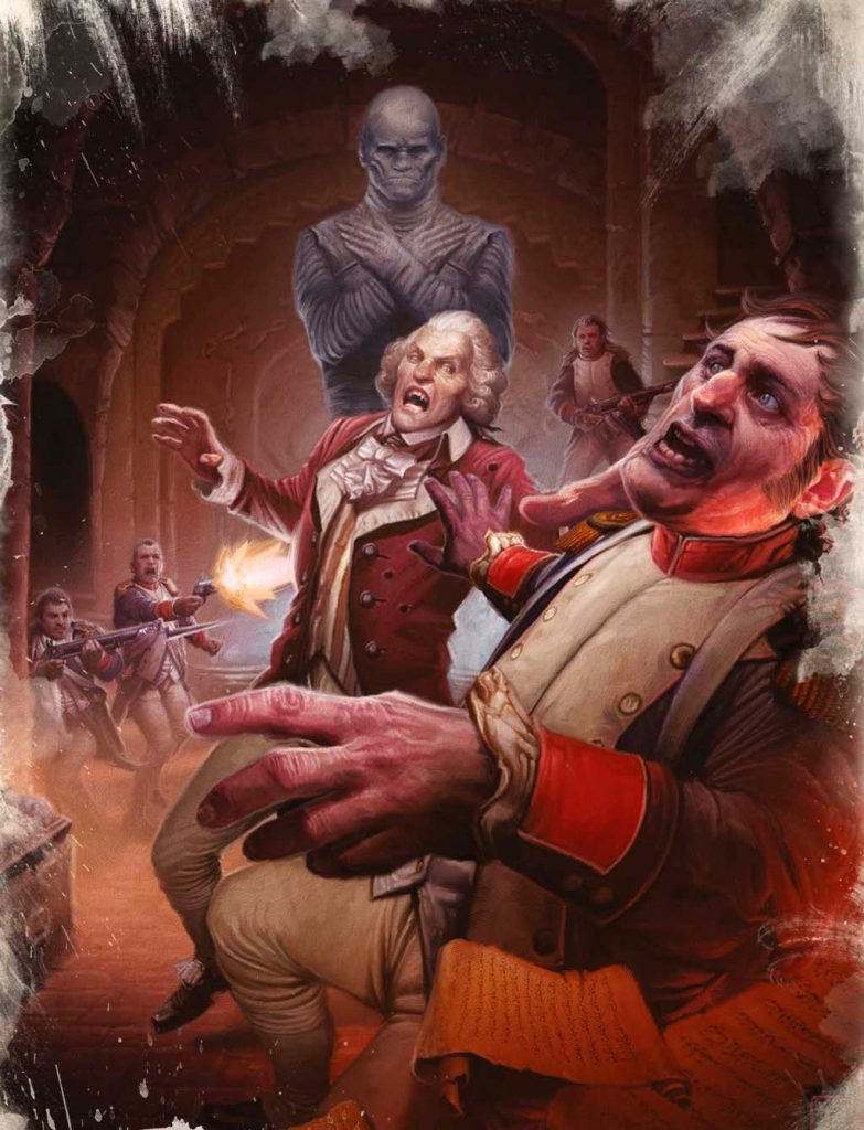 Illustration JdR Appel de Cthulhu, campagne "Terreur sur l'Orient-Express", scénario "Le Règne de la Terreur" - Fenalik passe à l'attaque !